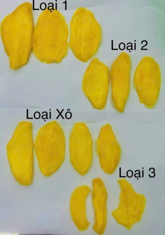 Grading sheet for soft dried mango: Grade 1, Grade 2, mixed, Grade 3